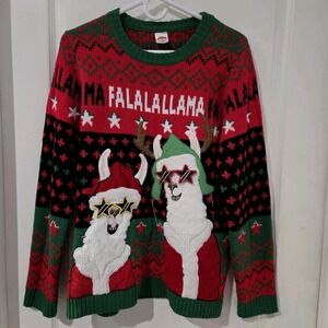 Womens Llama Ugly Christmas Sweater 2xl  Sz 18. Holiday Party Llama Glasses